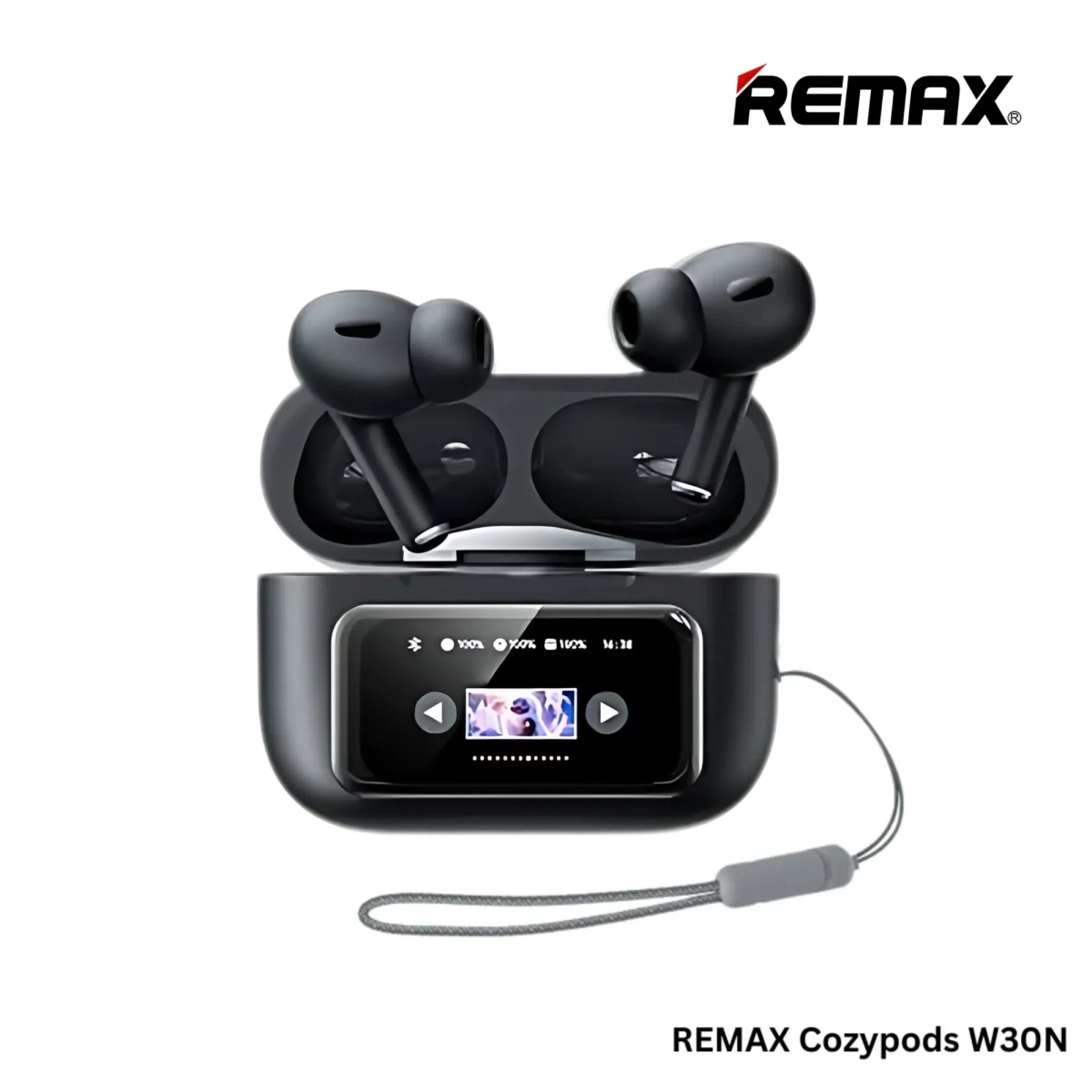 Remax CozyPods W30N Bluetooth In-ear Ακουστικά με Έγχρωμη Οθόνη & Θήκη Φόρτισης – Μαύρα