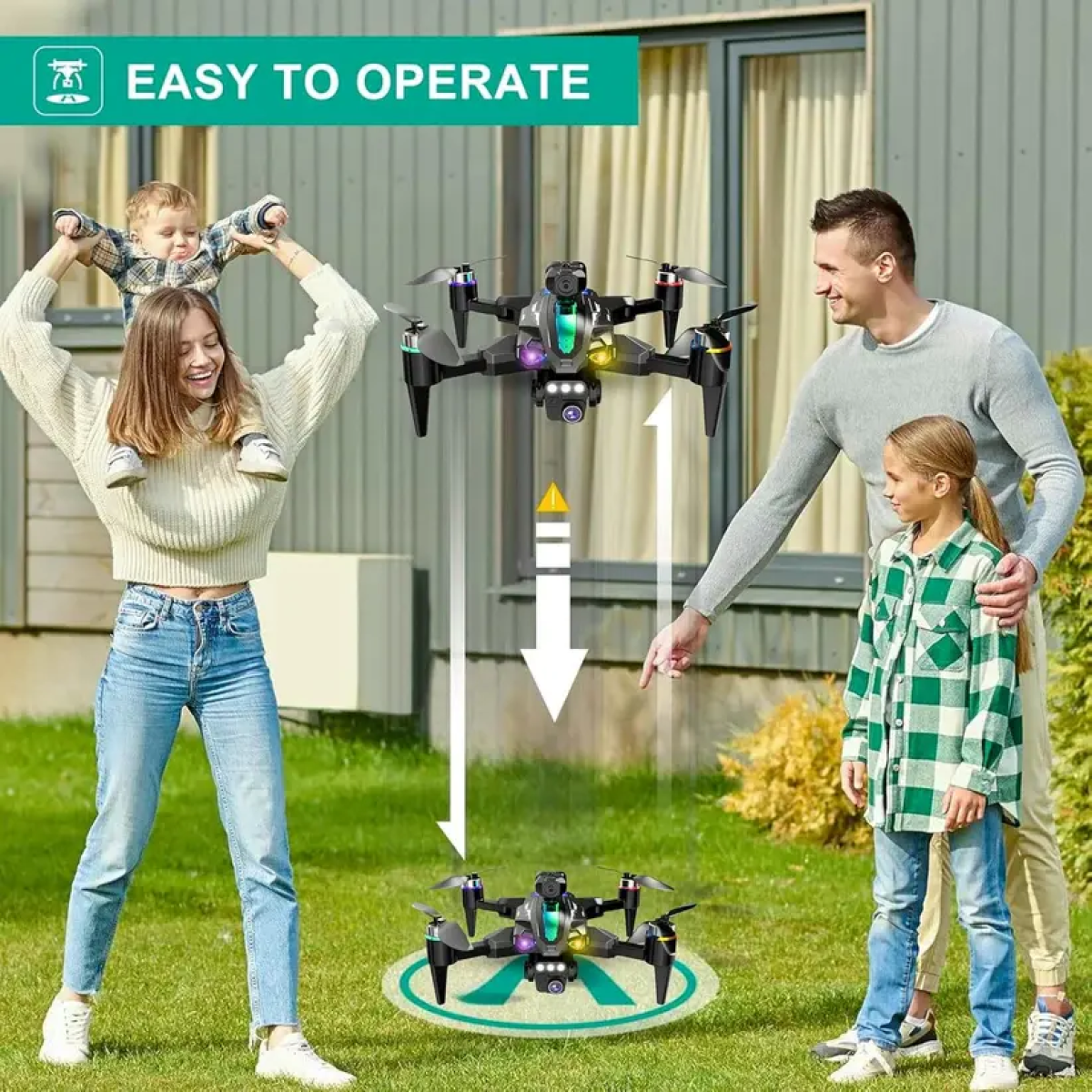 Drone 4K Ultra HD Με Κάμερα, RGB Φωτισμό Και Χειριστήριο Μαύρο Andowl SKY-769
