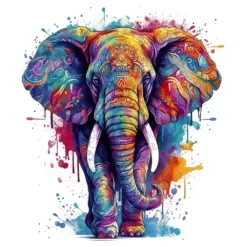 Quordlepuzzles Ξύλινο Puzzle Ελέφαντας Πολύχρωμος Rainbow MEDIUM 35x35cm 120-160 Κομμάτια X036-M(C)