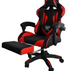 Καρέκλα Gaming με Υποπόδιο Μαύρη/Κόκκινη 00008979
