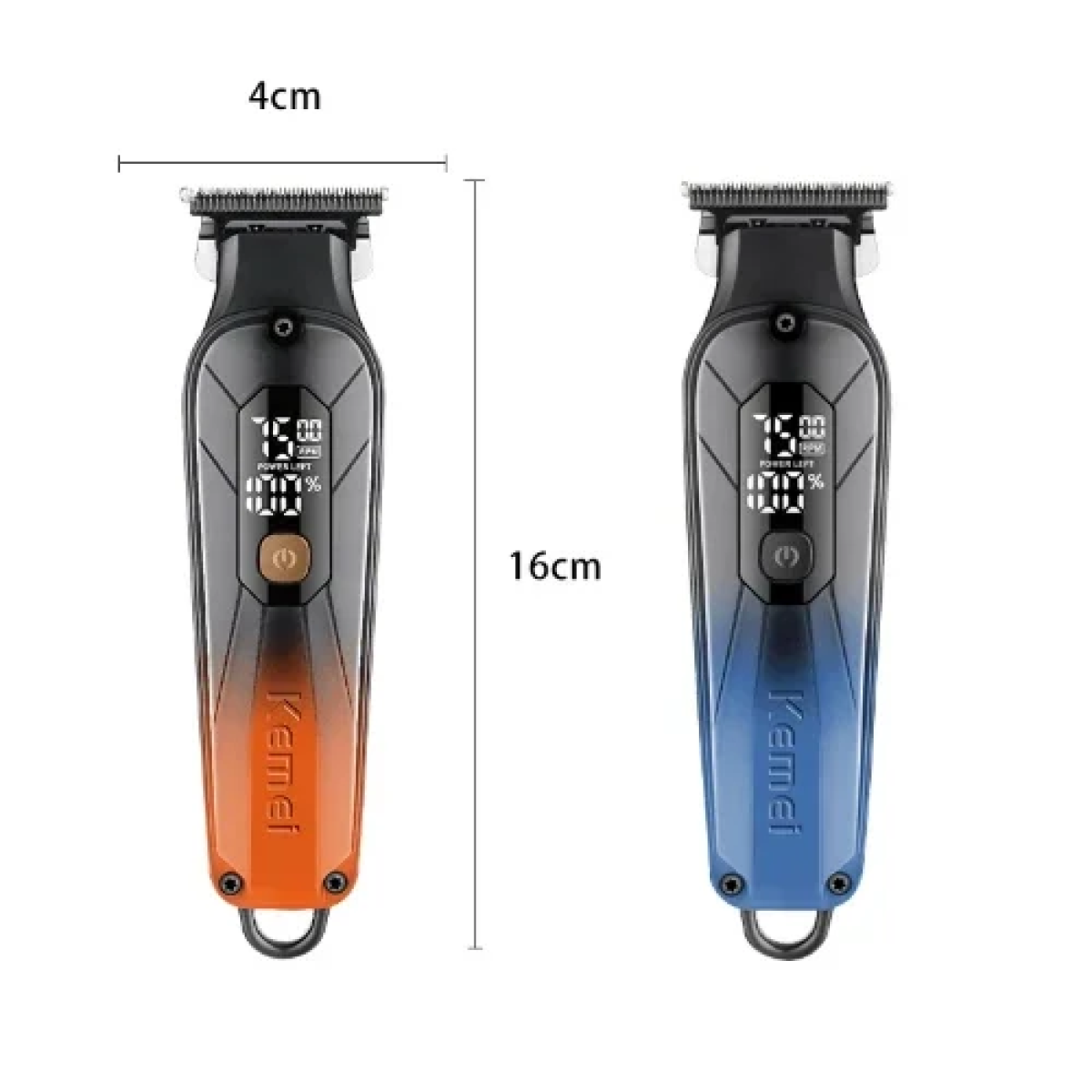 Επαναφορτιζόμενη Κουρευτική Μηχανή με Οθόνη LCD Kemei KM-1741 Πορτοκαλί