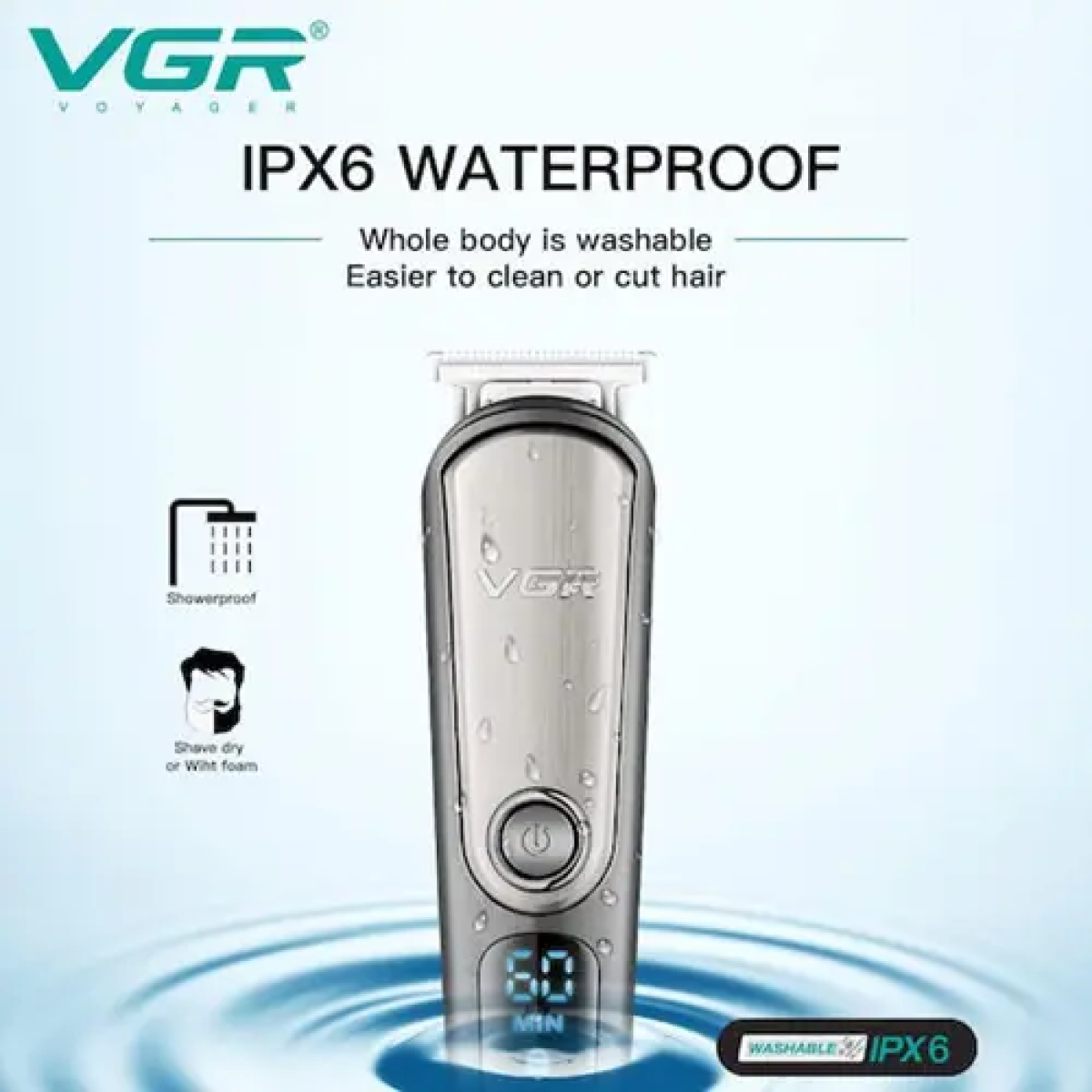 Επαναφορτιζόμενη κουρευτική μηχανή VGR V-105 ασημί - Image 4