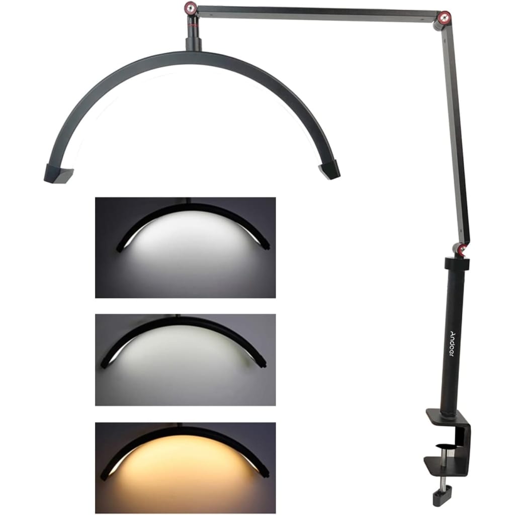 Επαγγελματική Λάμπα Half Moon 3000K-6000K Με Dimmer HD-M3X Μαύρη