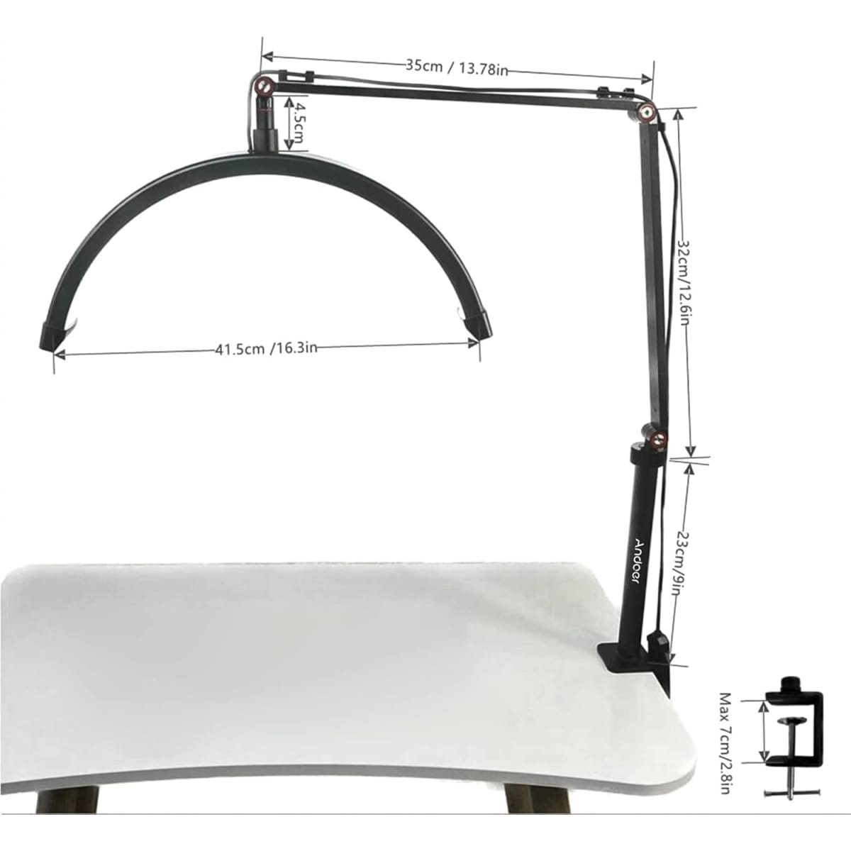 Επαγγελματική Λάμπα Half Moon 3000K-6000K Με Dimmer HD-M3X Μαύρη