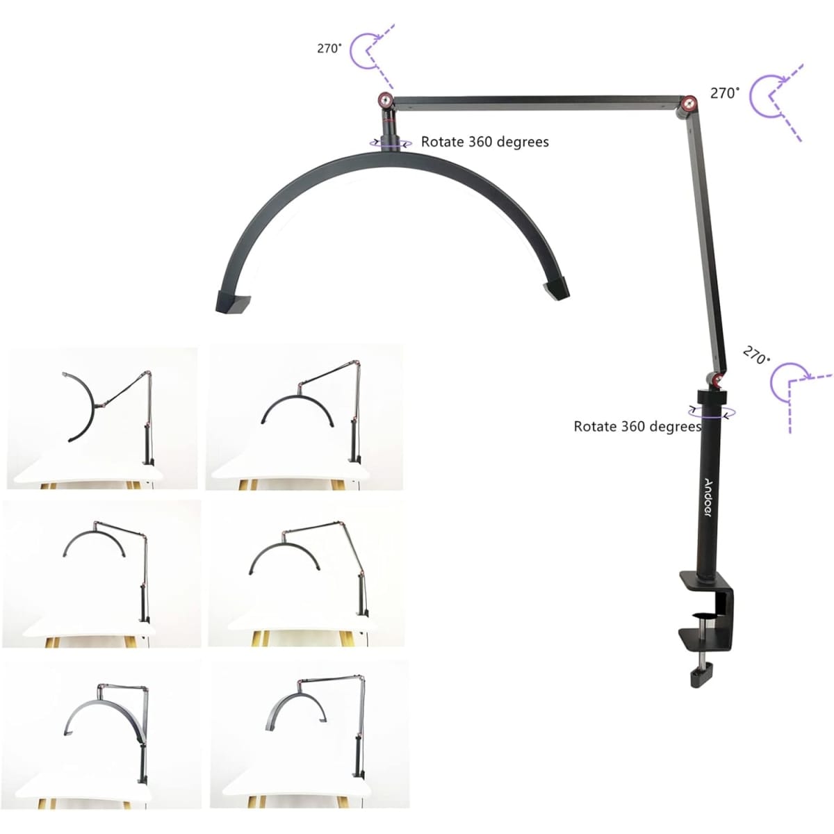 Επαγγελματική Λάμπα Half Moon 3000K-6000K Με Dimmer HD-M3X Μαύρη