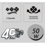 Επιδαπέδιος Ανεμιστήρας 50W με Διάμετρο 40cm και Ορθοστάτη HM-8662R-B