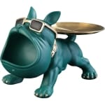 Επιτραπέζιο Διακοσμητικό Σκύλος Bulldog Με Δίσκο Και Θήκη Αποθήκευσης - Πράσινο