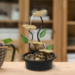 Επιτραπέζιο Συντριβάνι Feng Shui με Λουλούδια, Βάτραχο, Φωτισμό & Τρεχούμενο Νερό