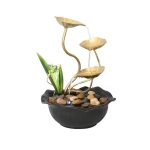 Επιτραπέζιο Συντριβάνι Feng Shui με Λουλούδια, Βάτραχο, Φωτισμό & Τρεχούμενο Νερό