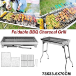 Φορητή Αναδιπλούμενη Ψησταριά 73x33cm για BBQ σε Μαύρο Χρώμα