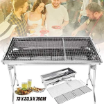 Φορητή Αναδιπλούμενη Ψησταριά 73x33cm για BBQ σε Μαύρο Χρώμα