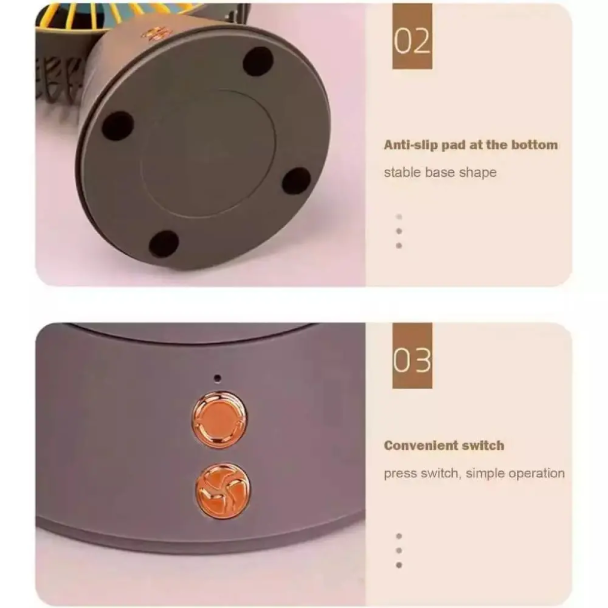 Φορητό Επιτραπέζιο Επαναφορτιζόμενο USB Ανεμιστηράκι με LED Φωτισμό – Κίτρινο