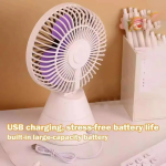 Φορητό Επιτραπέζιο Επαναφορτιζόμενο USB Ανεμιστηράκι με LED Φωτισμό – Κίτρινο