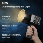 Φορητό Φωτιστικό Studio για Βίντεο & Φωτογραφίες LED 60W COB 2500K-6500K Puluz PU4119B - Image 3