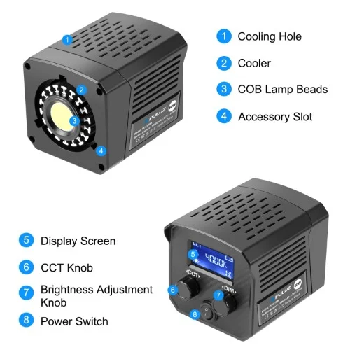 Φορητό Φωτιστικό Studio για Βίντεο & Φωτογραφίες LED 60W COB 2500K-6500K Puluz PU4119B - Image 4