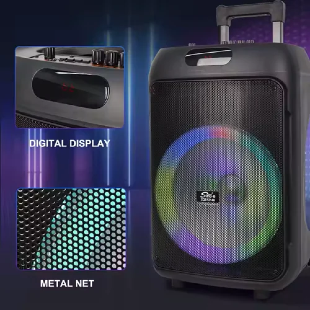 Φορητό ηχείο Bluetooth με 2 μικρόφωνα και τηλεχειριστήριο ZQS-12148 μαύρο - Image 2