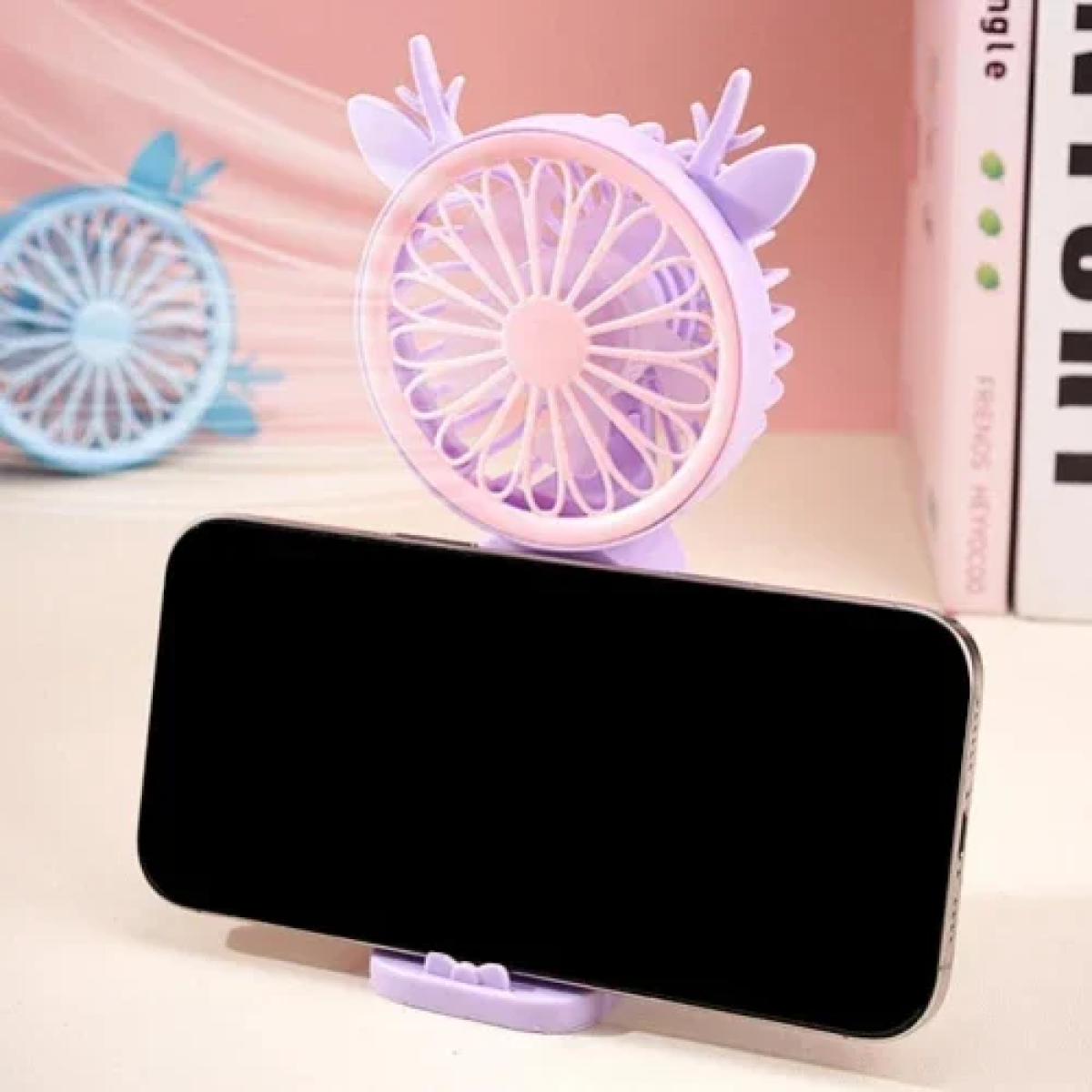 Φορητός Μίνι USB Ανεμιστήρας με Βάση Στήριξης S279 Αυτάκια με Φιογκάκι