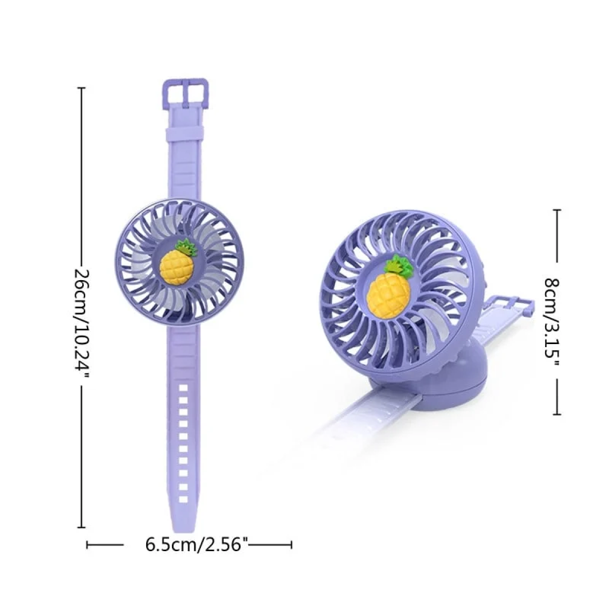 Φορητός USB Ανεμιστήρας Χεριού Mini Watch Hoomei HM-8484 Μωβ