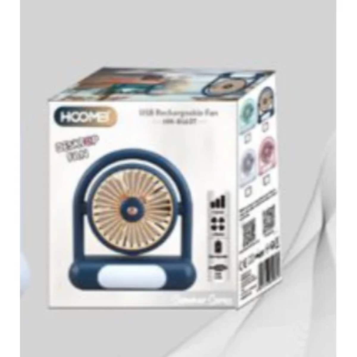 Φορητός USB Επαναφορτιζόμενος Ανεμιστήρας με Φωτισμό LED Hoomei HM-8460T Ροζ