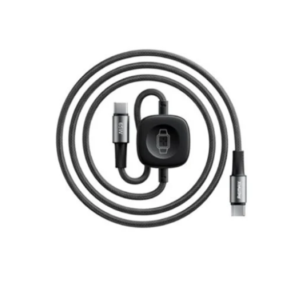 Φορτιστής 2 σε 1 με καλώδιο & ασύρματη βάση για Apple Watch Type-C to Type-C 65W Remax C31 μαύρο