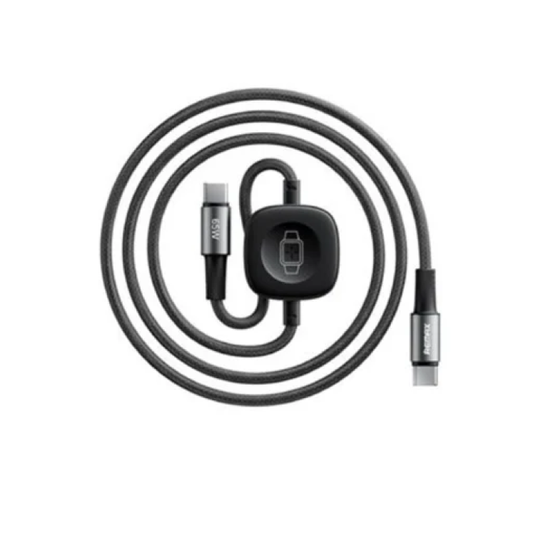 Φορτιστής 2 σε 1 με καλώδιο & ασύρματη βάση για Apple Watch Type-C to Type-C 65W Remax C31 μαύρο