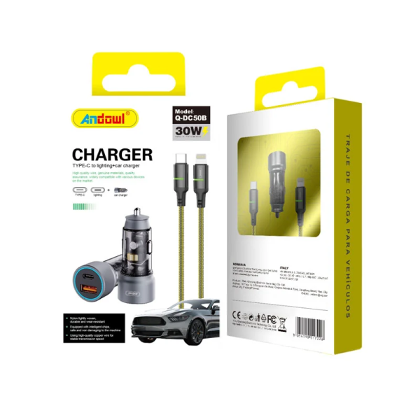 Φορτιστής Αυτοκινήτου 30W Type-C σε Lightning με Διπλή Θύρα Andowl Q-DC50B