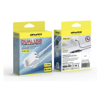 Φορτιστής με 2 θύρες USB & καλώδιο USB σε Type-C Awei C15T-UK λευκό - Image 2