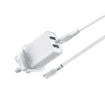 Φορτιστής με 2 θύρες USB & καλώδιο USB σε Type-C Awei C15T-UK λευκό