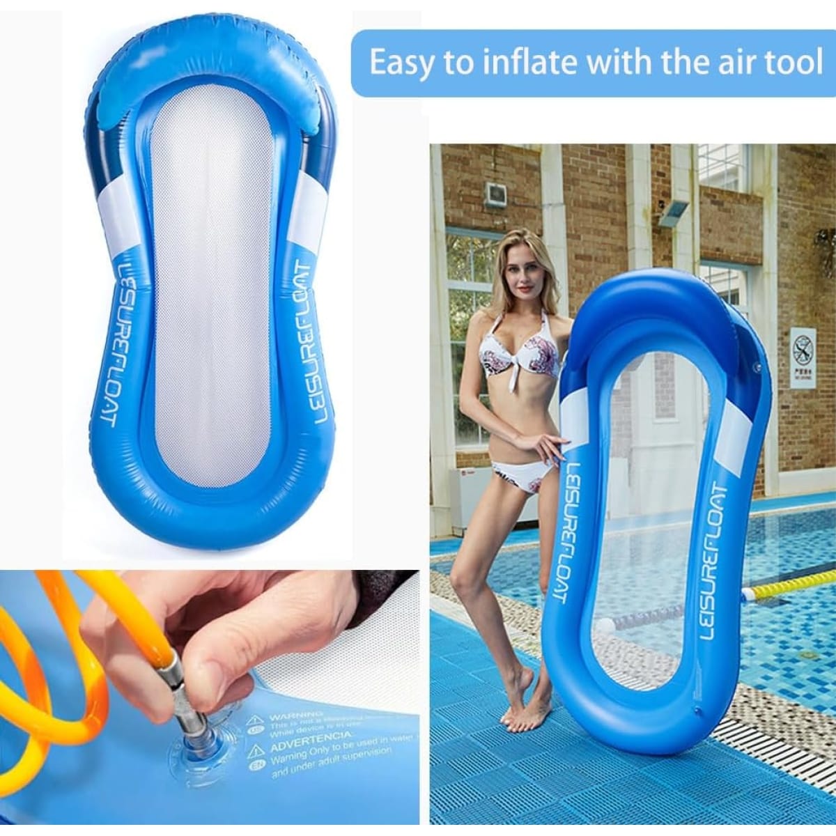 Φουσκωτό Στρώμα Aqua Lounge Με Μαξιλάρι - Μπλε