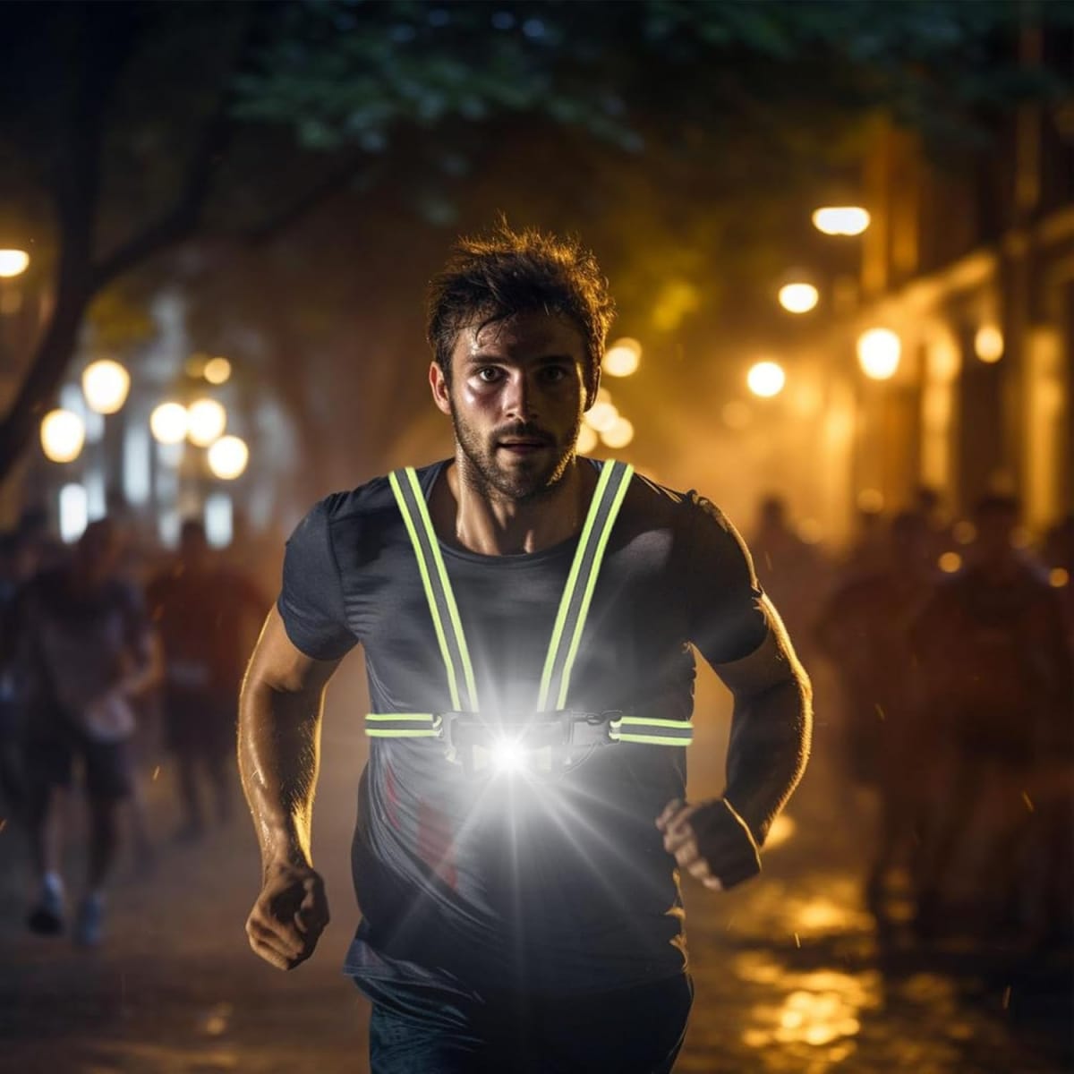 Γιλέκο τρεξίματος με φως LED και επαναφορτιζόμενη μπαταρία - μαύρο - Image 2