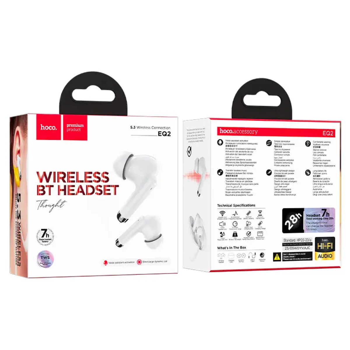 Hoco EQ2 Thought TWS In-ear Bluetooth Handsfree Ακουστικά με Θήκη Φόρτισης – Λευκά