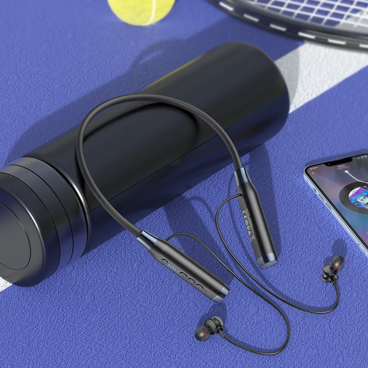 Hoco ES62 Neckband Wireless Earphones με Μικρόφωνο & Διπλή Λειτουργία Αναπαραγωγής - Μαύρο