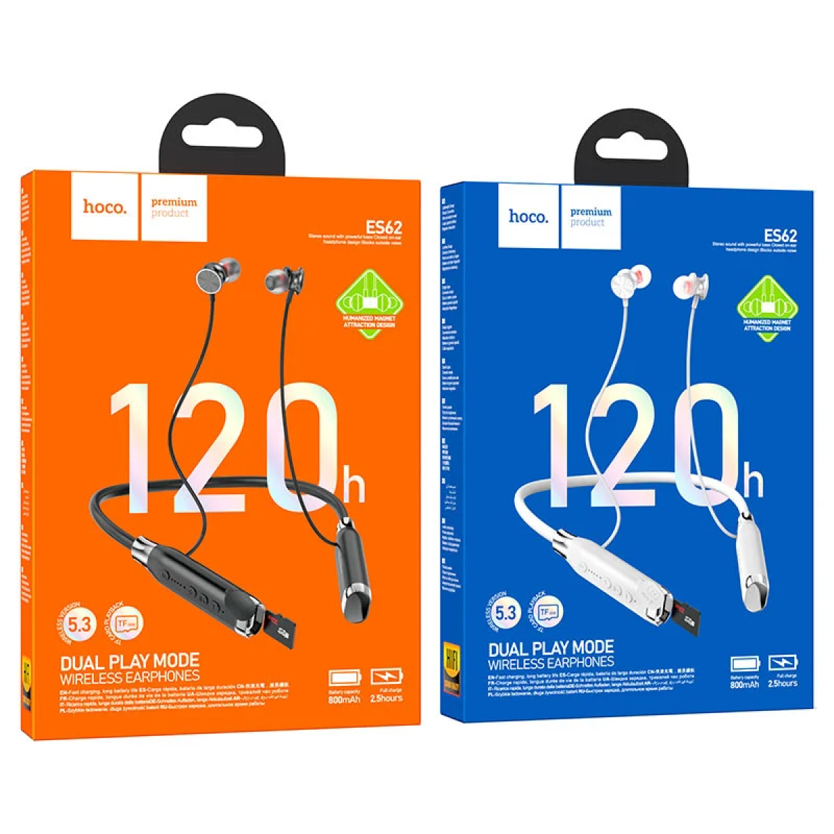 Hoco ES62 Neckband Wireless Earphones με Μικρόφωνο & Διπλή Λειτουργία Αναπαραγωγής - Μαύρο