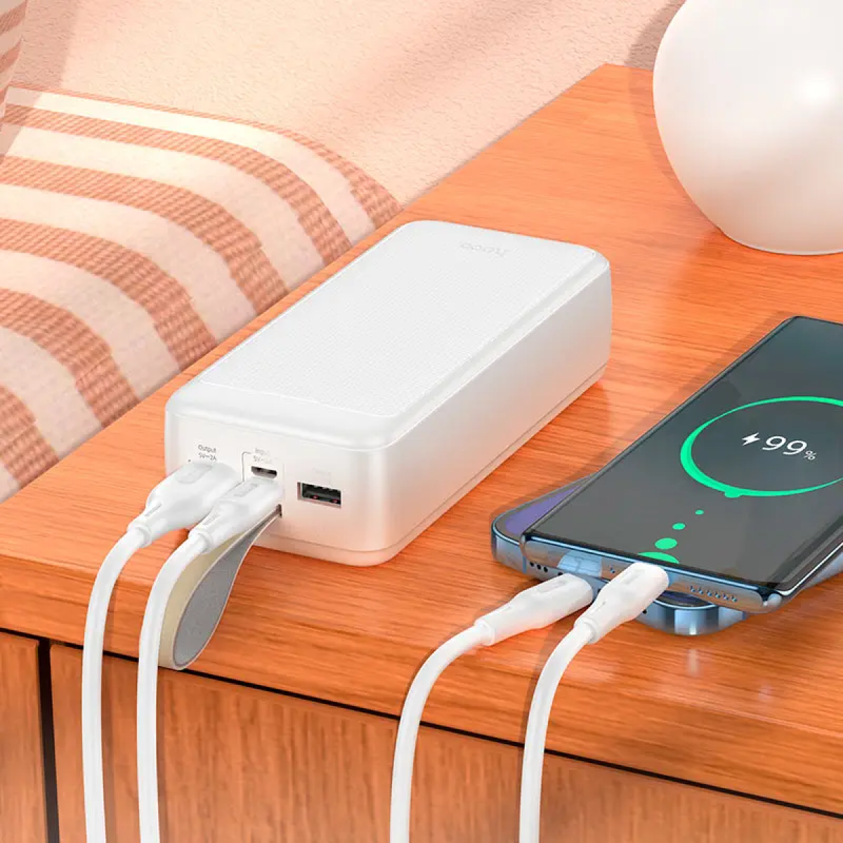 Hoco J111B Power Bank “Smart Charge” 30000mAh  – Λευκό
