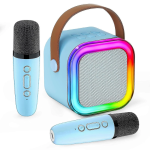 Ασύρματο Ηχείο Bluetooth K12 με 2 Μικρόφωνα Karaoke & LED Φωτισμό – Γαλάζιο