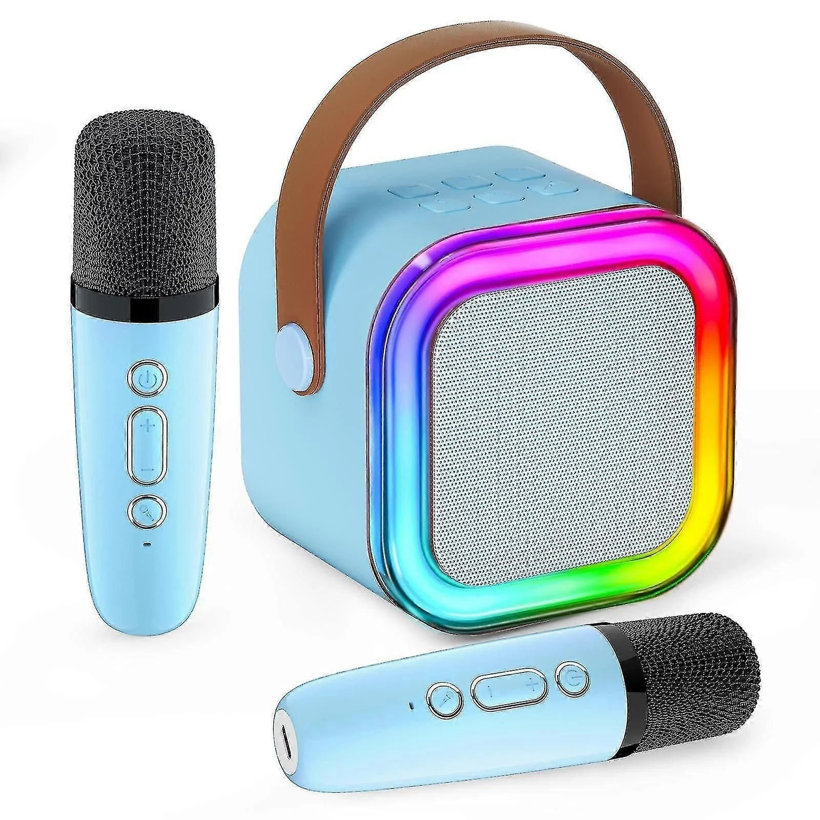 Ασύρματο Ηχείο Bluetooth K12 Με 2 Μικρόφωνα Karaoke &Amp; Led Φωτισμό – Γαλάζιο