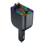 Andowl Q-C98 Bluetooth Transmitter Αυτοκινήτου με 2 Πτυσσόμενα Καλώδια Φόρτισης (Type-C & Lightning)