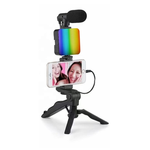 AY-49RGB Live Streaming Vlogger Kit Μαύρο – Ολοκληρωμένο Σετ για Βίντεο & Περιεχόμενο