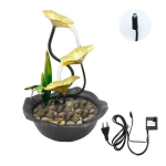 Επιτραπέζιο Συντριβάνι Feng Shui με Λουλούδια, Βάτραχο, Φωτισμό & Τρεχούμενο Νερό