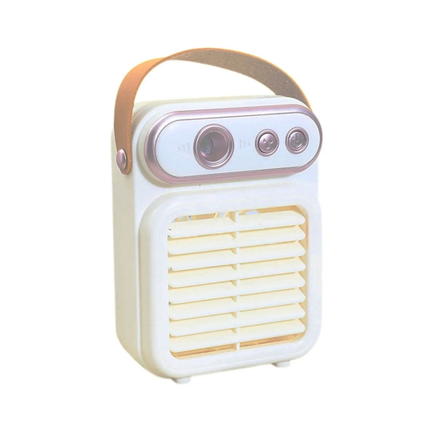 Φορητός Ρετρό Mini Ανεμιστήρας με Ψεκασμό & USB Φόρτιση – 3 Ταχύτητες | Μπέζ