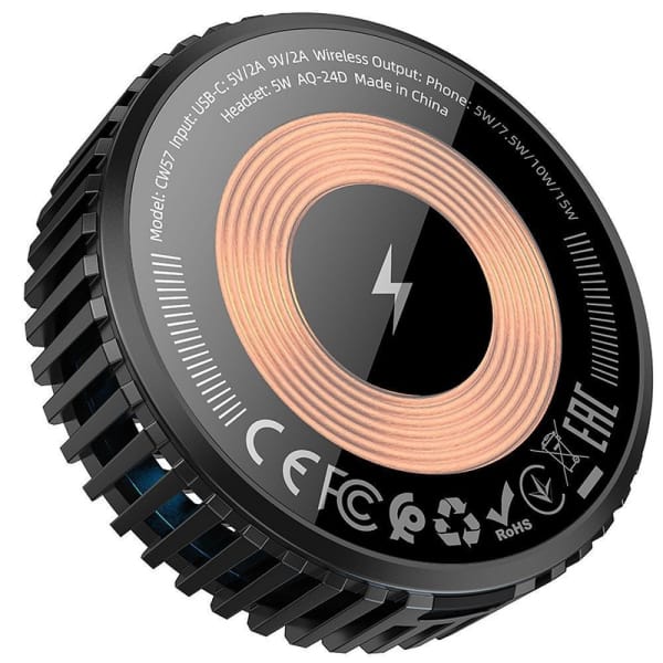 Hoco CW57 Ασύρματος Φορτιστής Qi 15W με Air Cooling – Μαύρος