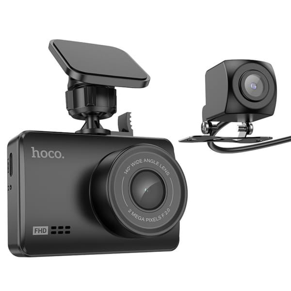 Hoco DV3 Σετ Κάμερας DVR Αυτοκινήτου με Οθόνη 2.45", WiFi & GPS – Μπροστινή & Πίσω Κάμερα – 1080P