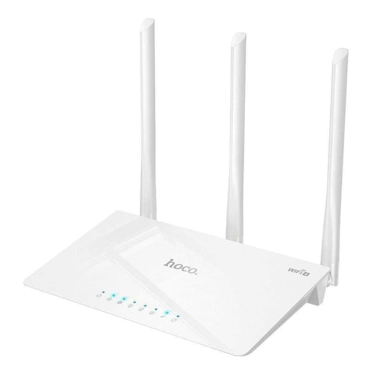 Hoco HI30 Ασύρματο Router Wi‑Fi 4 – 300Mbps με 3 Κεραίες & 4 Θύρες Ethernet - Λευκό