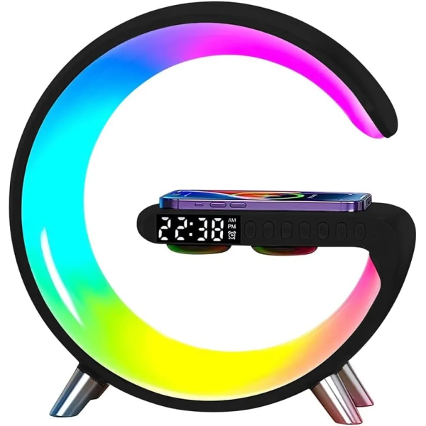 Ηχείο Bluetooth 15W με RGB led φωτισμό, ξυπνητήρι και ασύρματο φορτιστή G63