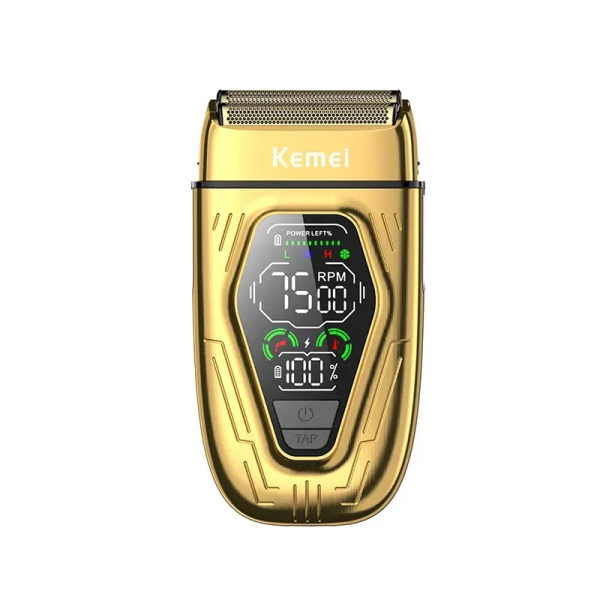 Kemei KM-T360 Επαναφορτιζόμενη Ξυριστική Μηχανή Προσώπου – Χρυσό, Double Foil, USB Type-C