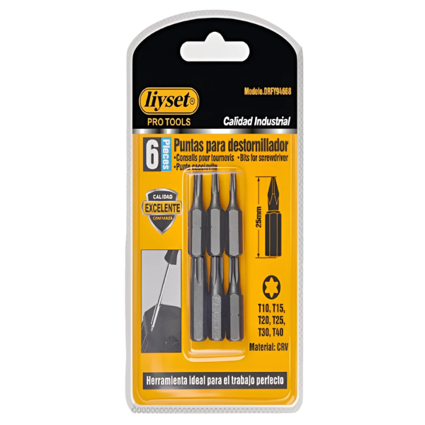 Liyset Σετ Μύτες Κατσαβιδιού Torx T10-T40 CR-V – 6 Τεμάχια 25mm - 94668