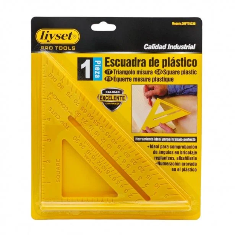 Πλαστικό Τρίγωνο Μέτρησης με Πατούρα DRFY78330 – 7″ – Μοιρογνωμόνιο & Χάρακας σε Ίντσες 178330