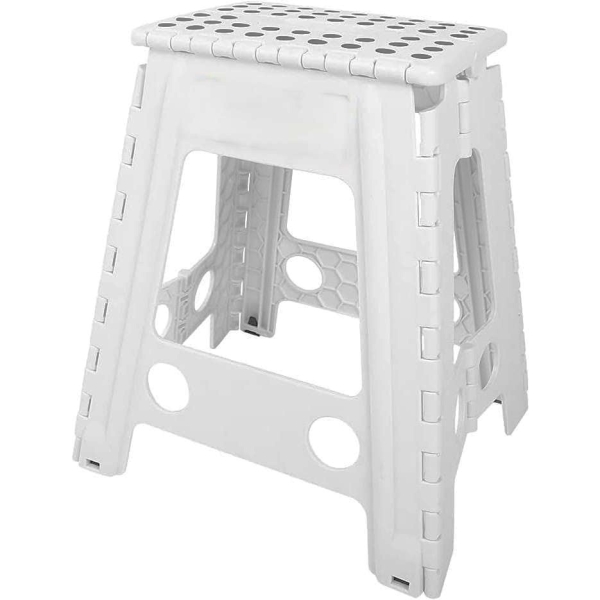 Πτυσσόμενο Φορητό Σκαμπό 39x29x22 cm – Αντοχή έως 150kg – Λευκό/Μαύρο – 3318285