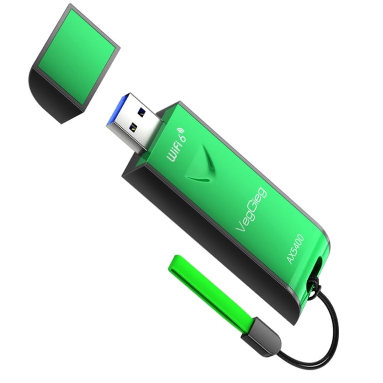 VegGieg K5400 Gaming WiFi Adapter – Τριπλής Μπάντας USB WiFi 6 5400Mbps με Αντιπαρεμβολή και WPA3