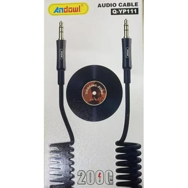 Καλώδιο Ήχου 3.5mm Jack Σπιράλ 2m Μαύρο Andowl Q-YP111